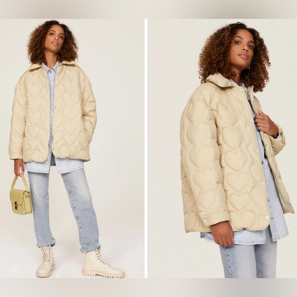 Sandro Gloriana Heart Quilted Jacket Women’s Size 8 in Off White New